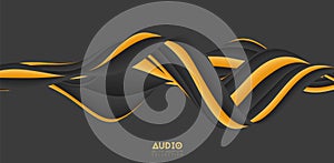 Sound wave visualiztion. 3D solid waveform. Voice sample pattern.