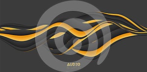 Sound wave visualiztion. 3D solid waveform. Voice sample pattern.