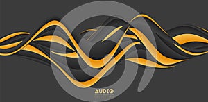 Sound wave visualiztion. 3D solid waveform. Voice sample pattern.