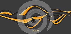 Sound wave visualiztion. 3D solid waveform. Voice sample pattern.