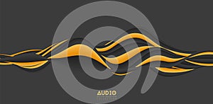 Sound wave visualiztion. 3D solid waveform. Voice sample pattern.