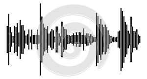 Sound wave. Voice vibration record isolated element, black music track, stereo signal abstract form, stereo signal