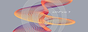 Sound waves. Big data visualization. Array with dynamic particles. Abstract grid design. 3d vector illustration for science or
