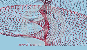 Sound waves. Big data visualization. Array with dynamic particles. Abstract grid design. 3d vector illustration for science or