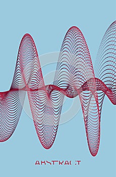 Sound waves. Big data visualization. Array with dynamic particles. Abstract grid design. 3d vector illustration for science or