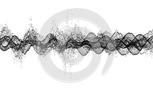 Sound waves. Dynamic effect. Vector illustration with particle. 3D grid surface