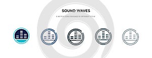 Sound waves icon in different style vector illustration. two colored and black sound waves vector icons designed in filled,
