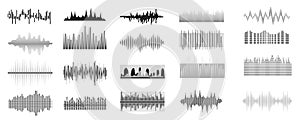 Sound waves mega set in flat graphic design. Vector illustration