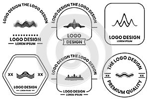 sound waves or music logo in flat line art style