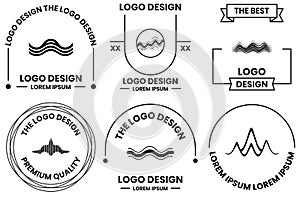 sound waves or music logo in flat line art style