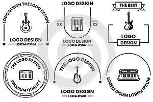 sound waves or music logo in flat line art style