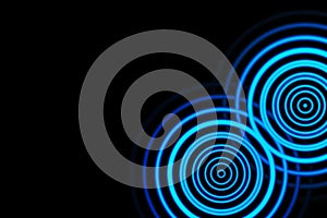 Sound waves oscillating blue with circle spin, abstract background