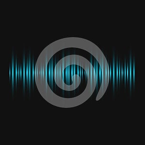 Sound waves oscillating on dark background. Vector illustration for club, radio, party, concerts or the audio technology