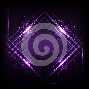 Sound waves oscillating dark purple light, Abstract technology background.