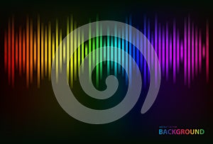 Sound waves oscillating glow colorful light