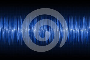 Sound waves oscillating on technology background. Blue glow music wave. Vector.
