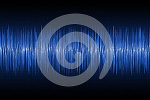 Sound waves oscillating on technology background. Blue glow music wave. Vector. photo