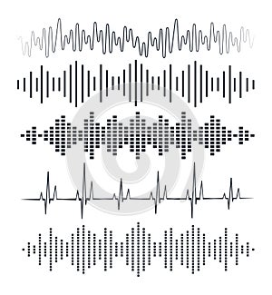 Sound waves set. Audio Player, musical pulse, equalizer