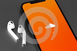 Soundcloud logo mobile app on screen