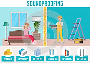 Soundproofing Materials Vector Ad Banner Template