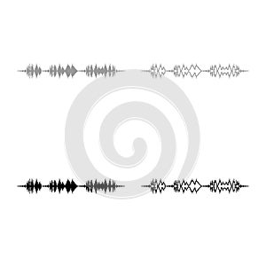 Soundtrack pulse music player audio wave equalizer element floating sound wave icon outline set grey black color