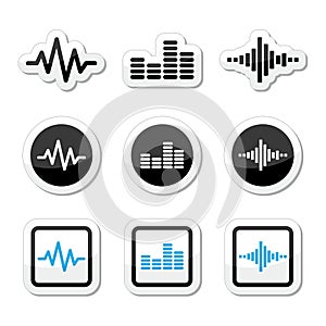 Soundwave music vector icons set