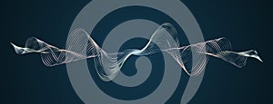 Soundwave smooth curved lines Abstract design element Technological dark background with a line in waveform Stylization