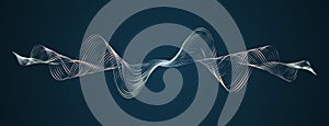 Soundwave smooth curved lines Abstract design element Technological dark background with a line in waveform Stylization photo