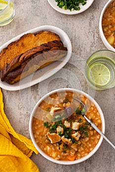 Soup with barley and sauerkraut