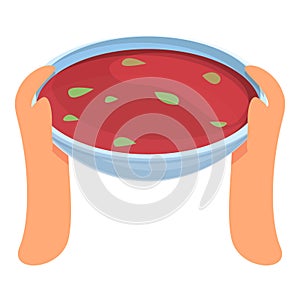 Soup bowl icon, cartoon style