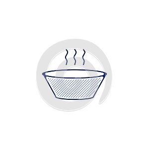 Soup bowl line icon. Soup bowl linear drawn pen style line icon. icon