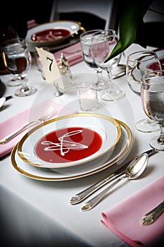 Soup bowl at a wedding event