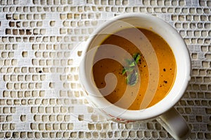 Soup with carrots, ginger and orange juice