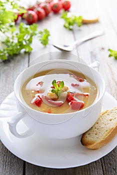 Soup from chickpeas and lentil