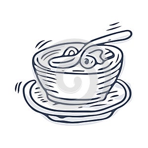 Soup doodle icon vector illustration
