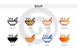 soup icon in different style. soup vector icons designed in outline, solid, colored, filled, gradient, and flat style. Symbol,