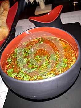 Soup kharcho. Georgian dish.