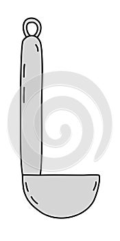 Soup ladle or kitchen spoon, cooking utensil, kitchen design element, vector