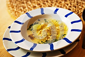 Soup with leeks and eggs