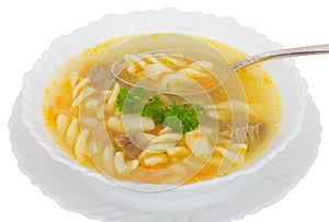 Soup with macaroni and meat