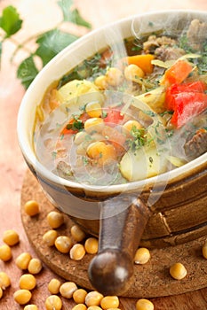 Soup with peas and vegetables