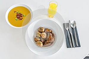 Soup plate and drik menu