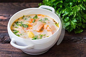 Soup with salmon Finland