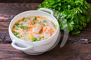 Soup with salmon Finland