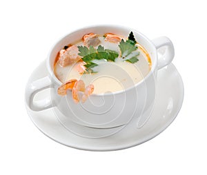 Soup with seafood.isolated