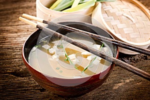 Soup with tofu and seaweed