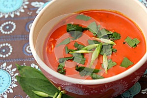 Soup of tomatoes and ramsons