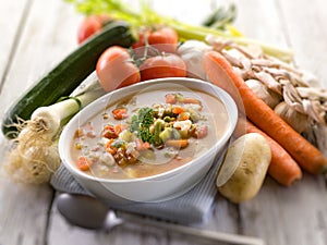 Soup vegetable with ingredients