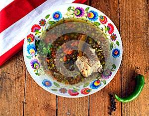 Soup on a wooden background photo