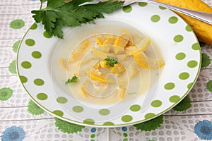Soup of yellow zucchini